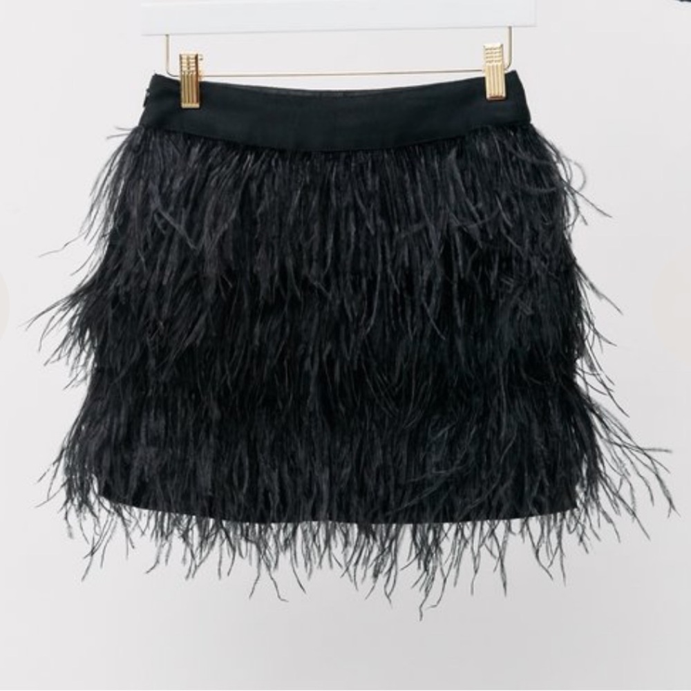 Express Limited Edition Black Ostrich Feather Mini Skirt